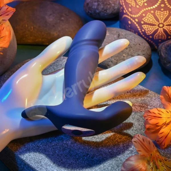 Gender X True Blue Thrusting Shaft  4.1" Anal & Perineum Vibrating Massager
