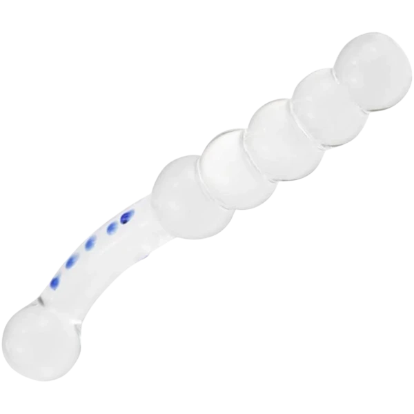 Dual-Ended Beaded G-Spot/P-Spot Glass Dildo