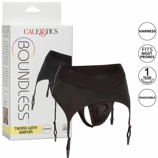 Boundless Thong With Garter Strap-On Harness By CalExotics