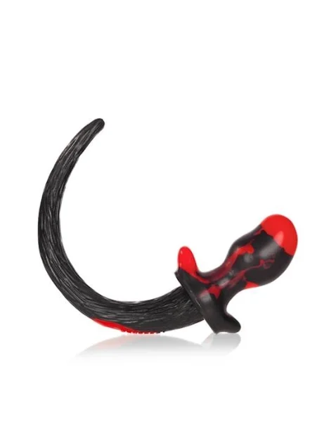 Puppy Tail Buttplug - Bulldog - 4.5 Inch - Red/black - Large