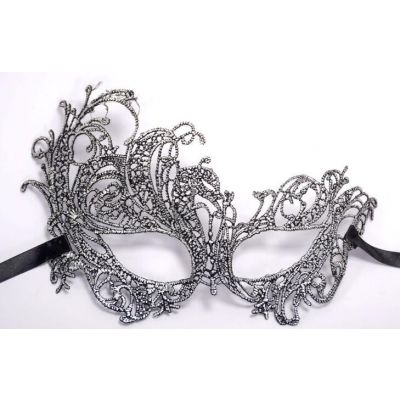 Gunmetal Mardi Gras Lace Eye Mask