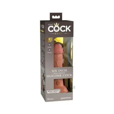 King Cock Elite Silicone Dual density Cock 6 In Tan