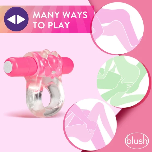 Cockring W/Clit Stimulator - Play With Me  Teaser Vibrating C-Ring  Pink - Blush Novelties