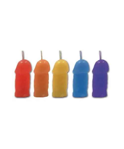 Rainbow Pecker Party Candles - 5 Pack