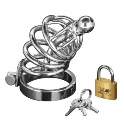 Asylum 4 Ring Chastity Cage Urethral Plug S M