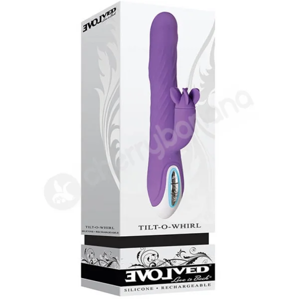 Evolved Tilt-O-Whirl Purple Waving Shaft Motion & Spinning Clitoral Stimulation Rabbit