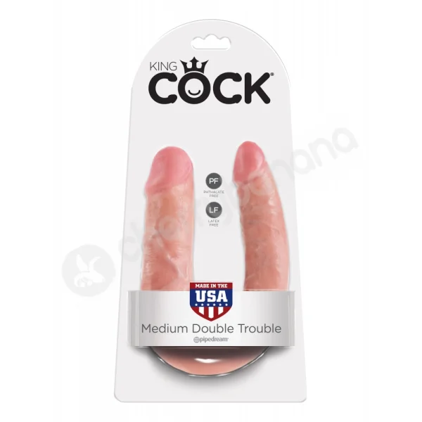 King Cock Flesh U-shaped Medium Double Trouble Dildo