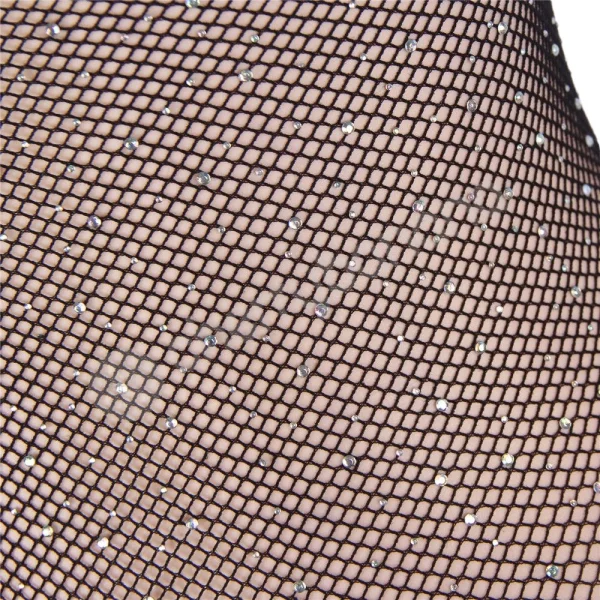 Cherry Banana Plus Size Black & Rhinestone Fishnet Long Sleeve Bodysuit