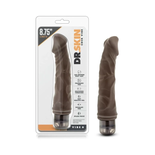 Dr Skin Vibe 6 8.75 inches Chocolate Brown Vibrating Dildo