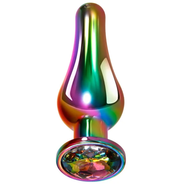 Evolved Rainbow Metal Plug - Large Coloured 12.9 cm Large Butt Plug with Gem Base