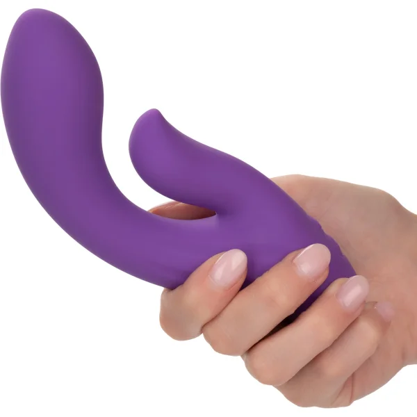 Stella Liquid Silicone Dual Pleaser Rechargeable Waterproof Rabbit Style Vibrator By CalExotics - Purple