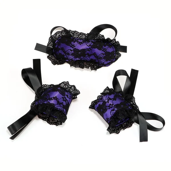 Intimate Bondage Kit For Couples - Silk Lace Blindfold & Cuff Set