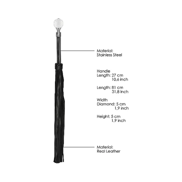 Sparkling Round Metal Handle Leather Flogger