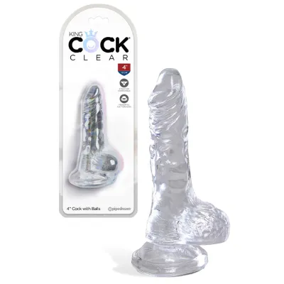 Pipedream King Cock Clear Realistic 4 Dildo with Balls Suction Cup Base