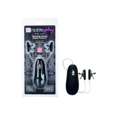 Vibrating Heated Nipple Teasers Black