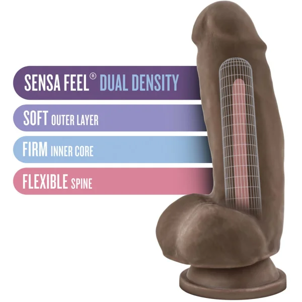 Au Naturel Fat Boy 7 Inch Sensa Feel Dual Density Dildo By Blush - Chocolate