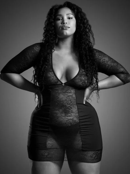 Lovehoney Plus Size Hourglass Black Smoothing Three Quarter Sleeve Dress