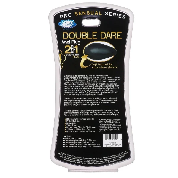 Cloud 9 - Pro Sensual Oversized Double Dare Dual Anal Plug Black