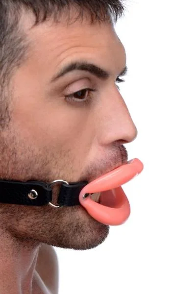 Sissy Mouth Gag Pink Silicone Lips Black Strap — image 6 of 8
