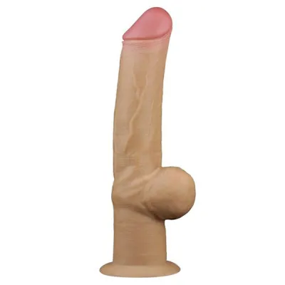 Nature Cock 12 Inch Dual Layered Handle Dildo and Balls