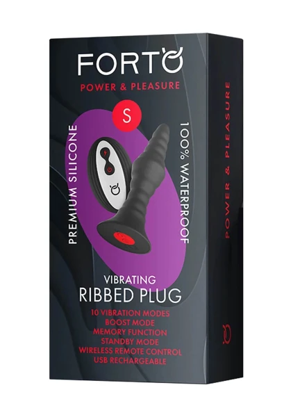 Forto Vibrating Ribbed Butt Plug with Remote — image 5 of 6