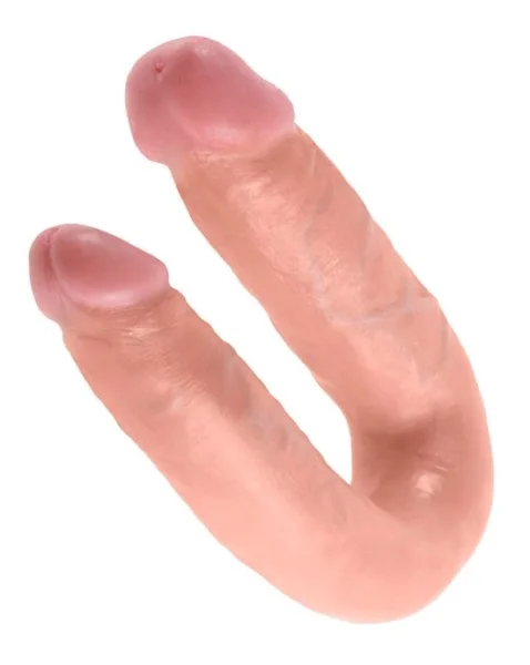 King Cock U-shaped Medium Double Trouble Dildo - Flesh - 13.4 Inch