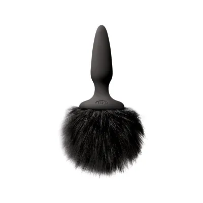NS Novelties Bunny Tails Mini Black Plug with Black Fur