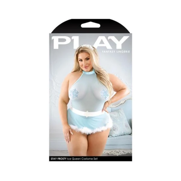 Women's Lingerie: Fantasy Lingerie Play Stay Frosty Teddy, Skirt, Pasties & Headband