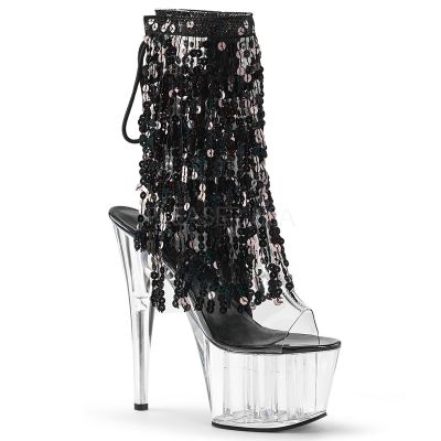7 inches Heel 2 3 4 inches PF Sequins Fringe Ankle Boot Side Zip