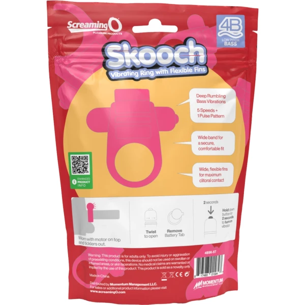 4B Skooch Vibrating Silicone Cock Ring By Screaming O - Strawberry