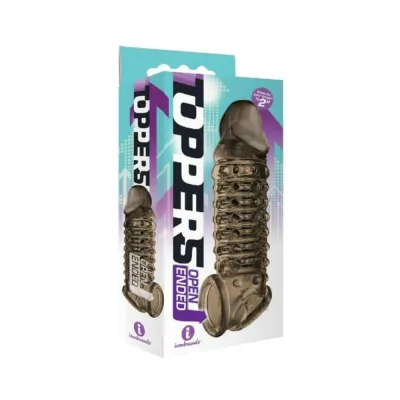 The 9 s Toppers Open ended Ribbed And Nubbed Penis Extender Smoke