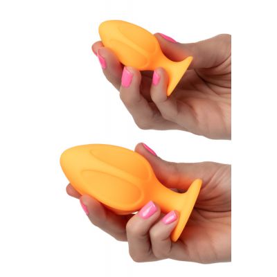 California Exotic Cheeky Orange Silicone Butt Plug Set 2 Pce
