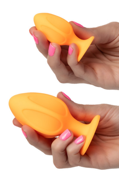 California Exotic Cheeky Orange Silicone Butt Plug Set (2 Pce)