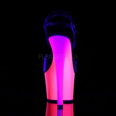 7 inch Heel 2 3 4 inch PF Ankle Strap Sandal Neon UV Reactive