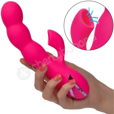 California Dreaming Oceanside Orgasm Pink Rabbit Vibrator With Clitoral Suction