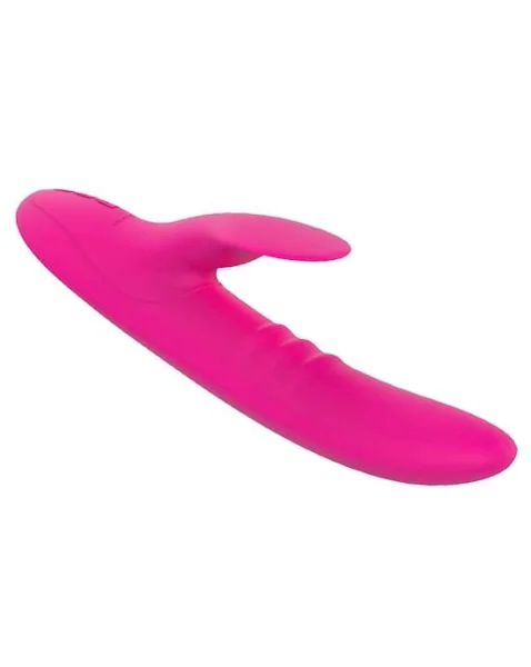 Peri Swirl Tongue Heating Rabbit Vibrator - Rose - 9 Inch