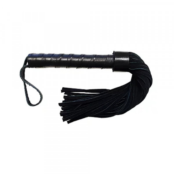 Short Suede Flogger With Leather Handle - Black