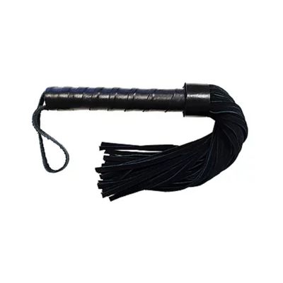 Short Suede Flogger With Leather Handle Black