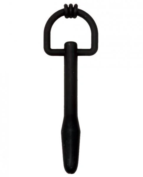 Silicone Cum-thru D-ring Penis Plug - Black