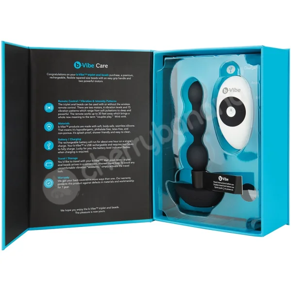 B-Vibe Triplet Black Flexible Silicone Vibrating Anal Beads