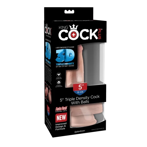 King Cock Plus 5" Triple Density Cock With Balls & Suction Cup Base - Vanilla