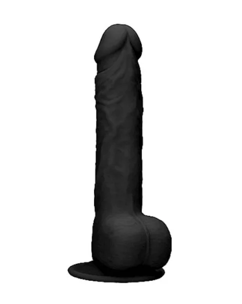 Silicone Dildo With Balls - Black - 9.4 Inch