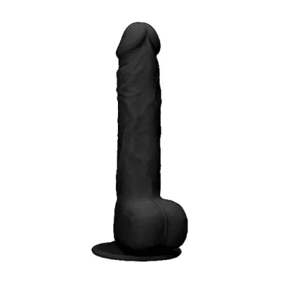Silicone Dildo With Balls Black 9 4 Inch