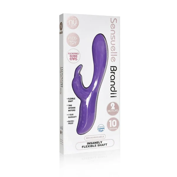 Brandii 10 Function Flexible Rabbit Silicone Waterproof Dual Motor Vibrator By Nu Sensuelle - Purple