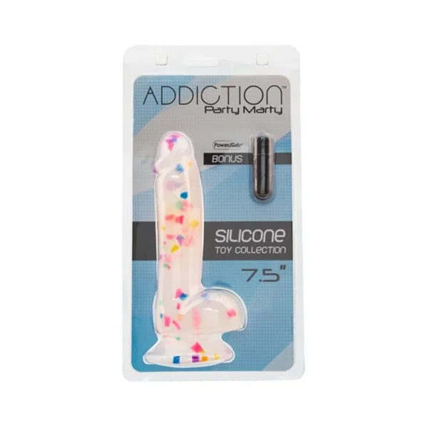 Addiction Party Marty Confetti Vibrating Silicone Dildo 7.5in