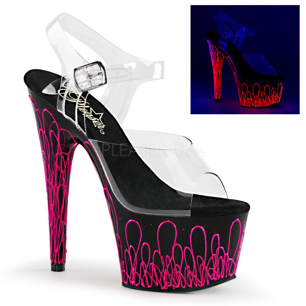 7 inches Heel, 2 3/4 inches PF Ankle Strap Sandal, Blacklight Reactive — image 13 of 16