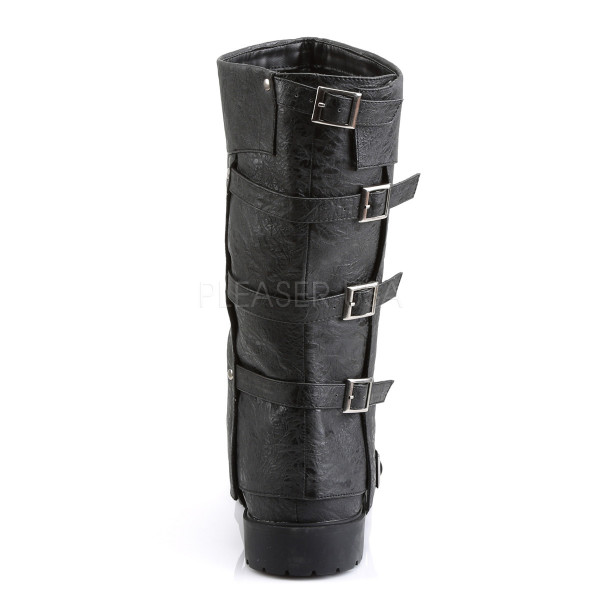 1 1/2 inches Flat Heel Men\'s Buckled Strap Knee High Cuffed Boot — image 4 of 8