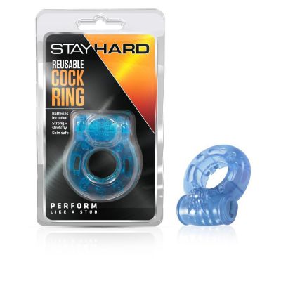 Stay Hard Reusable Vibrating Cock Ring Blue