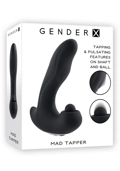 Gender X Mad Tapper Rechargeable Silicone Dual Stimulation Vibrator - Black