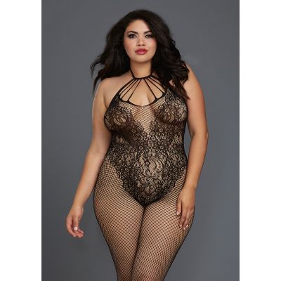 Queen Size Fishnet Bodystocking Black Erotic Female Underwear